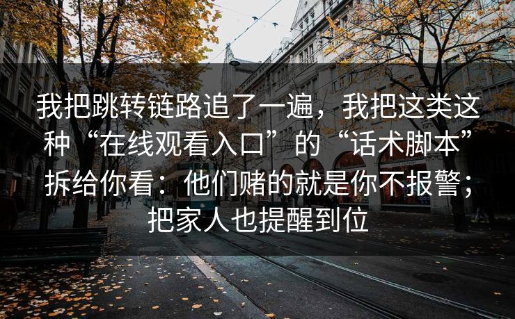 我把跳转链路追了一遍，我把这类这种“在线观看入口”的“话术脚本”拆给你看：他们赌的就是你不报警；把家人也提醒到位